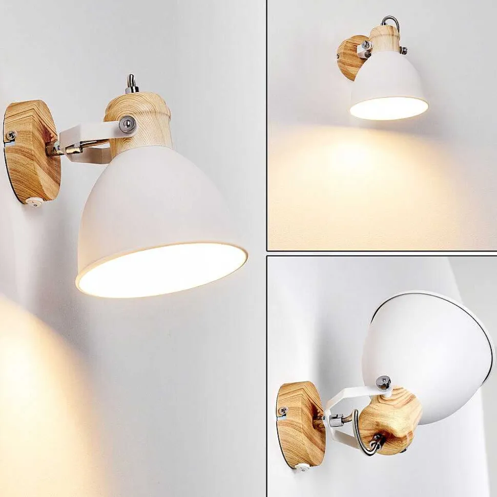 Applique Murale Banjul Bois Clair, Blanc, 1 Lumiere