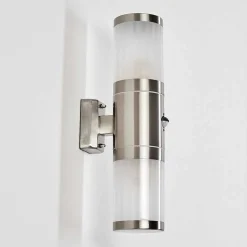 Applique Murale D'Exterieur Tolsona Acier Inoxydable, 2 Lumieres, Detecteur De Mouvement