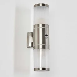 Applique Murale D'Exterieur Tolsona Acier Inoxydable, 2 Lumieres, Detecteur De Mouvement