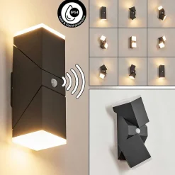 Applique Murale D'Exterieur Toogong Led Anthracite, 2 Lumieres, Detecteur De Mouvement