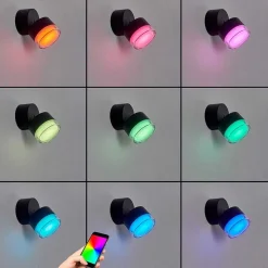 Applique Murale D'Exterieur Papagayos Led Anthracite, 1 Lumiere, Changeur De Couleurs