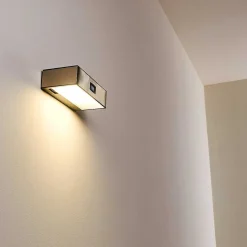 Applique Murale D'Exterieur Attu Led Nickel Mat, 1 Lumiere, Detecteur De Mouvement