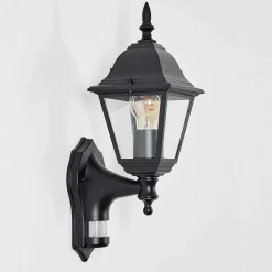 Applique Murale D'Exterieur Naofe Noir, 1 Lumiere, Detecteur De Mouvement