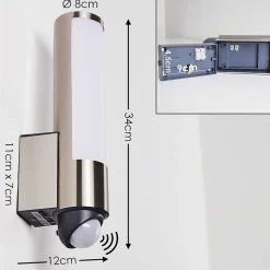 Applique Murale D'Exterieur Vason Led Acier Inoxydable, 1 Lumiere, Detecteur De Mouvement
