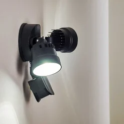 Applique Murale D'Exterieur Emmerlev Led Noir, 2 Lumieres, Detecteur De Mouvement