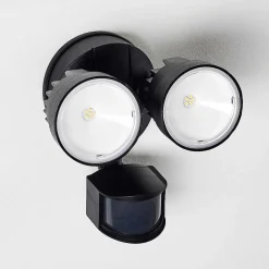 Applique Murale D'Exterieur Emmerlev Led Noir, 2 Lumieres, Detecteur De Mouvement