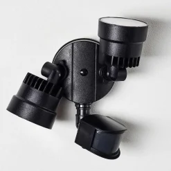 Applique Murale D'Exterieur Emmerlev Led Noir, 2 Lumieres, Detecteur De Mouvement