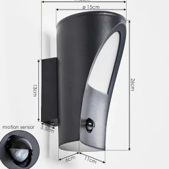 Applique Murale D'Exterieur Aria Anthracite, 1 Lumiere, Detecteur De Mouvement