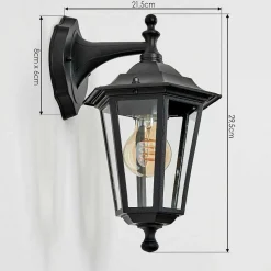 Applique Murale D'Exterieur Loria Noir, 1 Lumiere