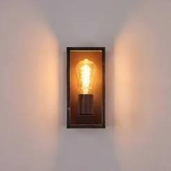 Applique Murale D'Exterieur Hakkas Noir Dore, 1 Lumiere