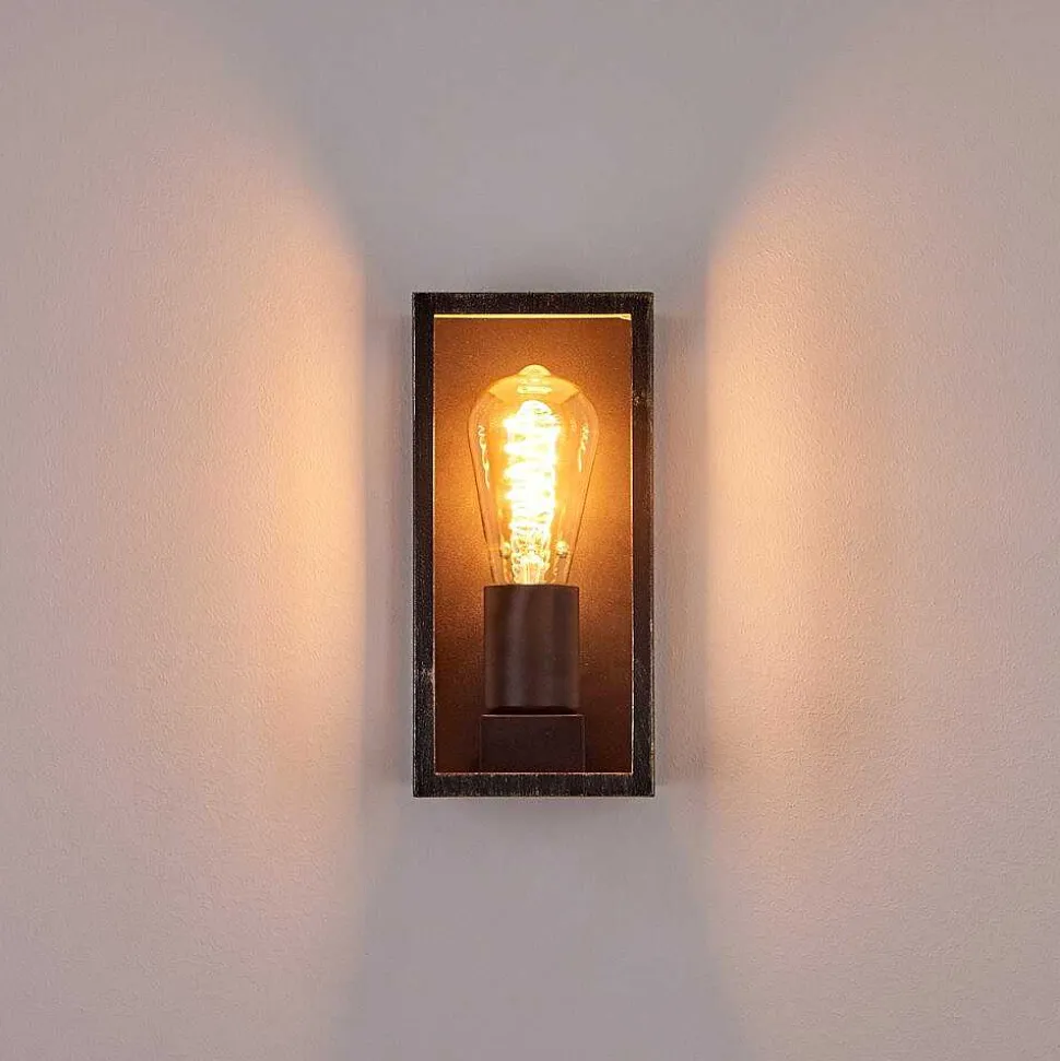 Applique Murale D'Exterieur Hakkas Noir Dore, 1 Lumiere