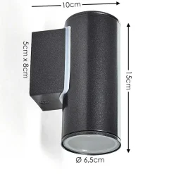 Applique Murale D'Exterieur Brachy Led Noir, 2 Lumieres