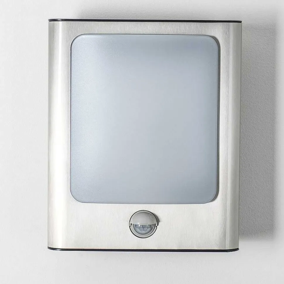 Applique Murale D'Exterieur Kimola Led Nickel Mat, 1 Lumiere, Detecteur De Mouvement