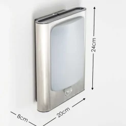 Applique Murale D'Exterieur Kimola Led Nickel Mat, 1 Lumiere, Detecteur De Mouvement