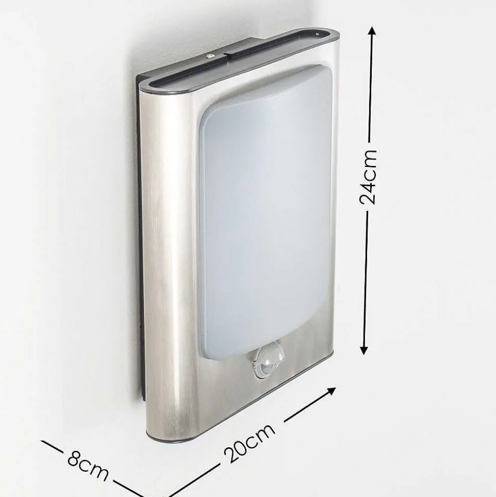 Applique Murale D'Exterieur Kimola Led Nickel Mat, 1 Lumiere, Detecteur De Mouvement