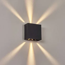 Applique Murale D'Exterieur Spidern Led Noir, 1 Lumiere