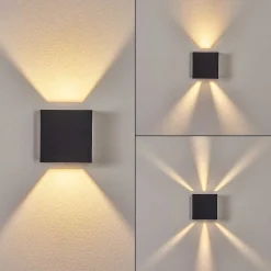 Applique Murale D'Exterieur Spidern Led Noir, 1 Lumiere