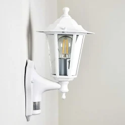 Applique Murale D'Exterieur Loria Blanc, 1 Lumiere, Detecteur De Mouvement
