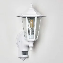 Applique Murale D'Exterieur Loria Blanc, 1 Lumiere, Detecteur De Mouvement