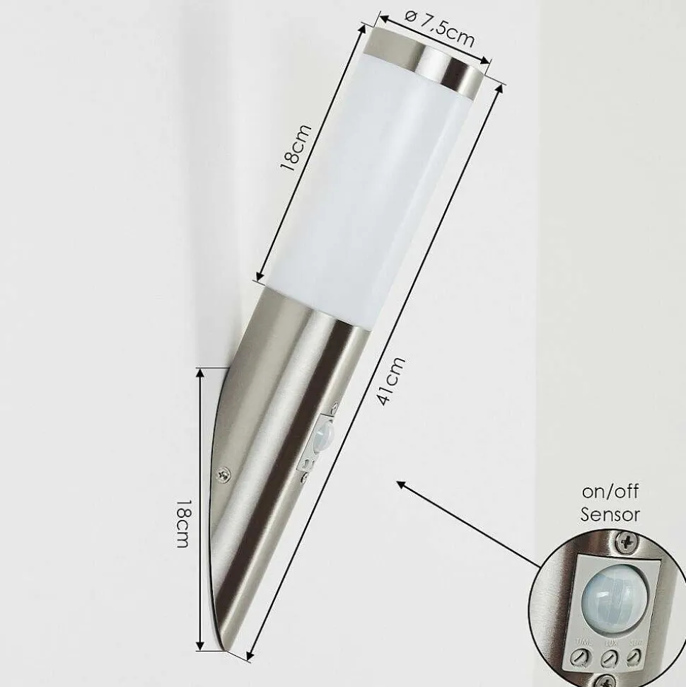 Applique Murale D'Exterieur Sessa Nickel Mat, 1 Lumiere, Detecteur De Mouvement