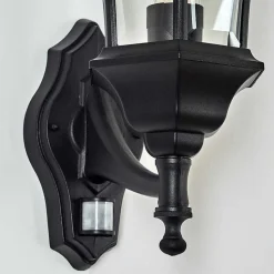 Applique Murale D'Exterieur Etoe Noir, 1 Lumiere, Detecteur De Mouvement