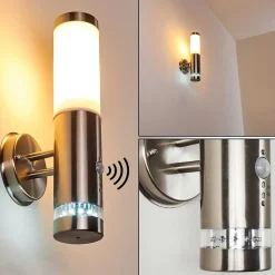 Applique Murale D'Exterieur Walise Acier Inoxydable, 1 Lumiere, Detecteur De Mouvement
