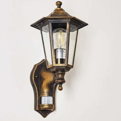 Applique Murale D'Exterieur Loria Brun Dore, 1 Lumiere
