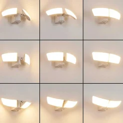 Applique Murale D'Exterieur Carnetin Led Blanc, 2 Lumieres, Detecteur De Mouvement