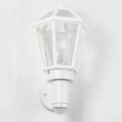 Applique Murale D'Exterieur Catigny Blanc, 1 Lumiere, Detecteur De Mouvement