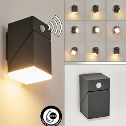 Applique Murale D'Exterieur Toogong Led Anthracite, 1 Lumiere, Detecteur De Mouvement