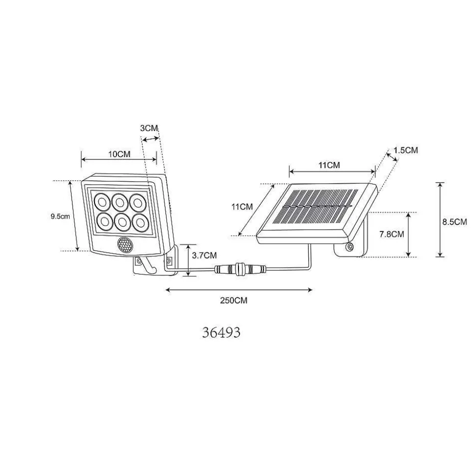 Applique Murale D'Exterieur Globo Solar Led Noir, Argente, 6 Lumieres, Detecteur De Mouvement