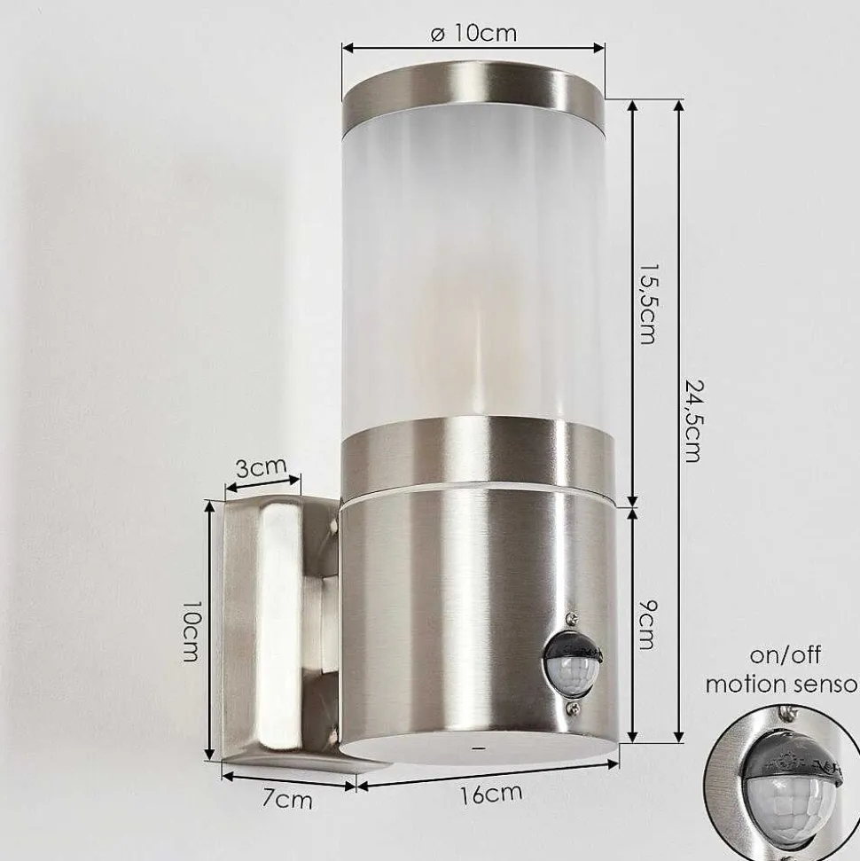 Applique Murale D'Exterieur Tolsona Nickel Mat, 1 Lumiere, Detecteur De Mouvement
