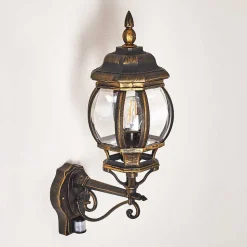 Applique Murale D'Exterieur Lentua Brun Dore, 1 Lumiere, Detecteur De Mouvement