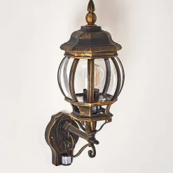 Applique Murale D'Exterieur Lentua Brun Dore, 1 Lumiere, Detecteur De Mouvement