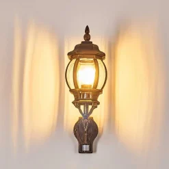 Applique Murale D'Exterieur Lentua Brun Dore, 1 Lumiere, Detecteur De Mouvement