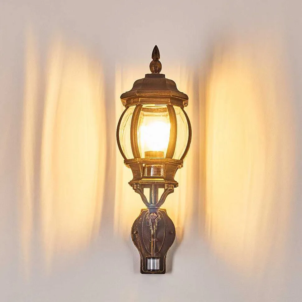 Applique Murale D'Exterieur Lentua Brun Dore, 1 Lumiere, Detecteur De Mouvement