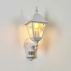 Applique Murale D'Exterieur Naofe Blanc, 1 Lumiere, Detecteur De Mouvement