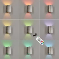 Applique Murale D'Exterieur Bafueiras Led Nickel Mat, Blanc, 1 Lumiere, Telecommandes, Changeur De Couleurs
