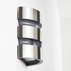 Applique Murale D'Exterieur Kolding Led Acier Inoxydable, Noir, 1 Lumiere, Detecteur De Mouvement