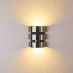 Applique Murale D'Exterieur Kolding Led Acier Inoxydable, Noir, 1 Lumiere, Detecteur De Mouvement