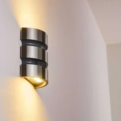 Applique Murale D'Exterieur Kolding Led Acier Inoxydable, Noir, 1 Lumiere, Detecteur De Mouvement