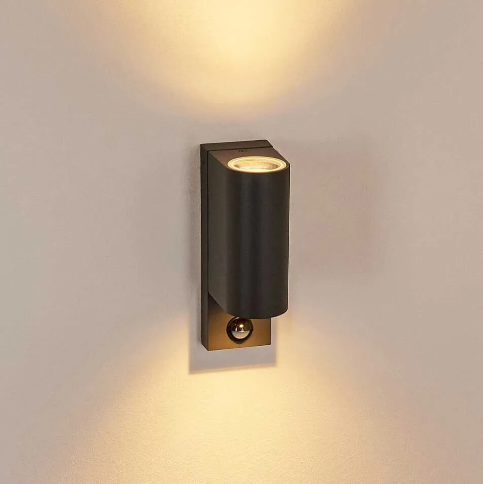 Applique Murale D'Exterieur Kingstown Anthracite, Transparent, 2 Lumieres, Detecteur De Mouvement