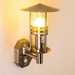 Applique Murale Forli Acier Inoxydable, 1 Lumiere, Detecteur De Mouvement