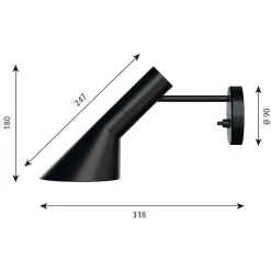 Applique Murale Louis Poulsen Aj Noir, 1 Lumiere