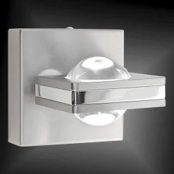 Applique Murale Paul Neuhaus Q-Fisheye Led Acier Inoxydable, 2 Lumieres, Telecommandes, Changeur De Couleurs
