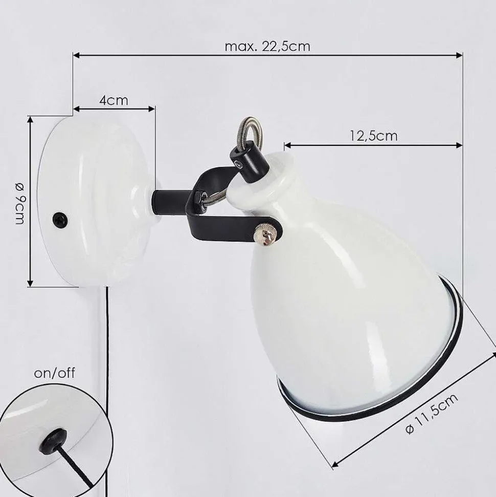 Applique Murale Selki Noir, Blanc, 1 Lumiere