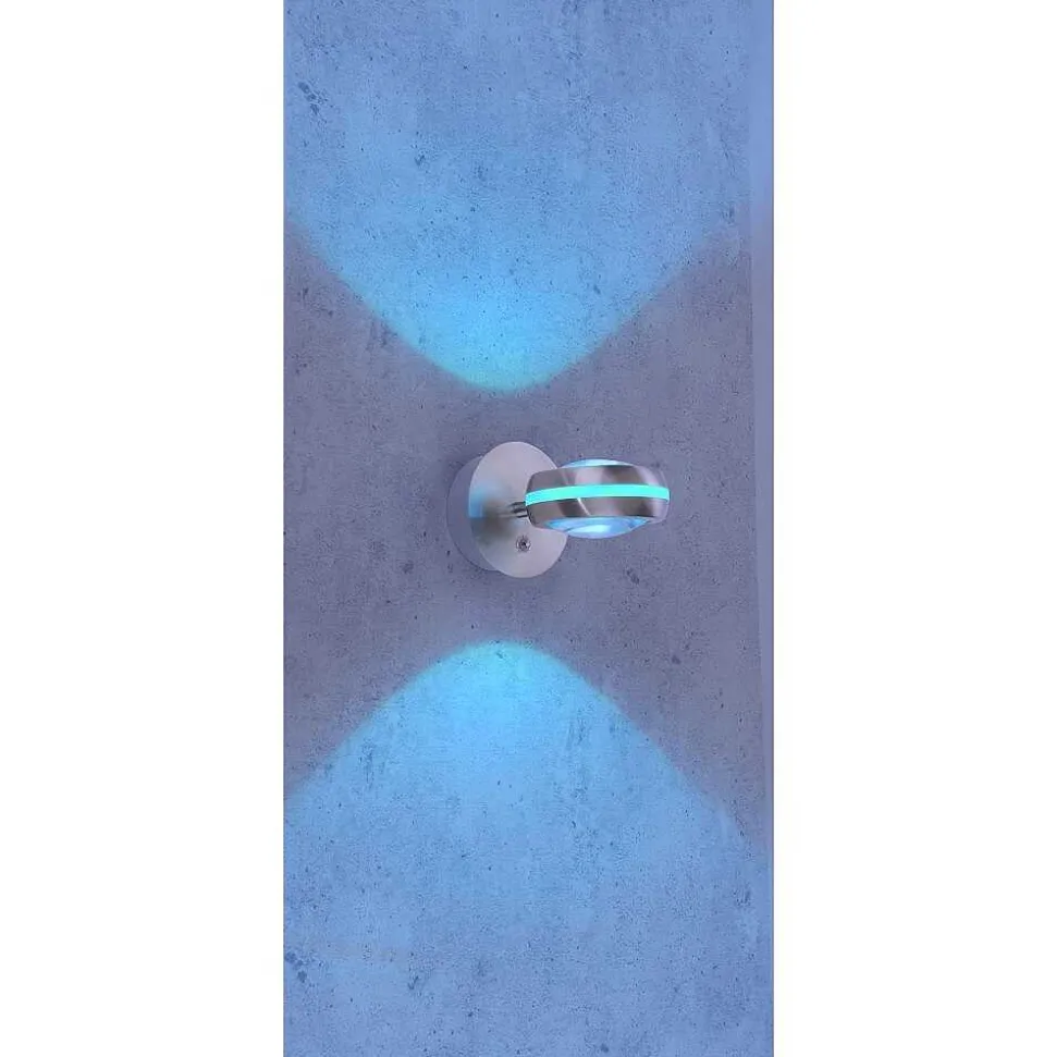 Applique Murale Trio Leuchten Vista Led Nickel Mat, 2 Lumieres, Telecommandes, Changeur De Couleurs