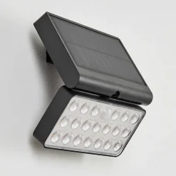 Applique Solaire Estampes Led Anthracite, 1 Lumiere, Detecteur De Mouvement