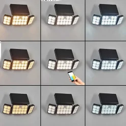 Applique Solaire Estampes Led Anthracite, 1 Lumiere, Detecteur De Mouvement