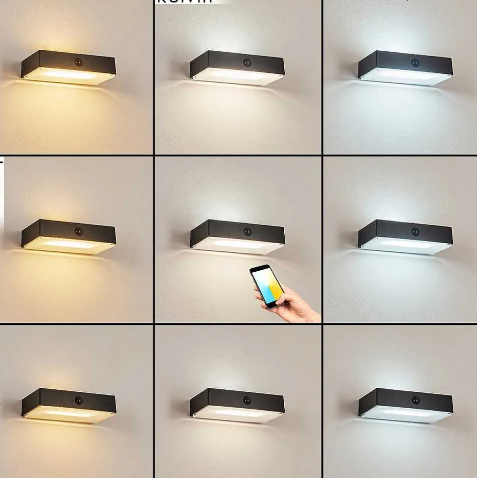 Applique Solaire Seilhac Led Noir, 1 Lumiere, Detecteur De Mouvement